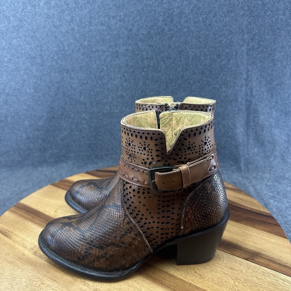 J. B. Dillon Reserve Womens Cowboy Ankle  Boots Snake Skin Python Brown Sz 6.5B - Picture 5 of 11